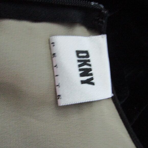 DKNY Vintage Dress 12 Petite Black Silk Velvet 90s Y2K Elegant Sheer Beaded - Picture 11 of 12